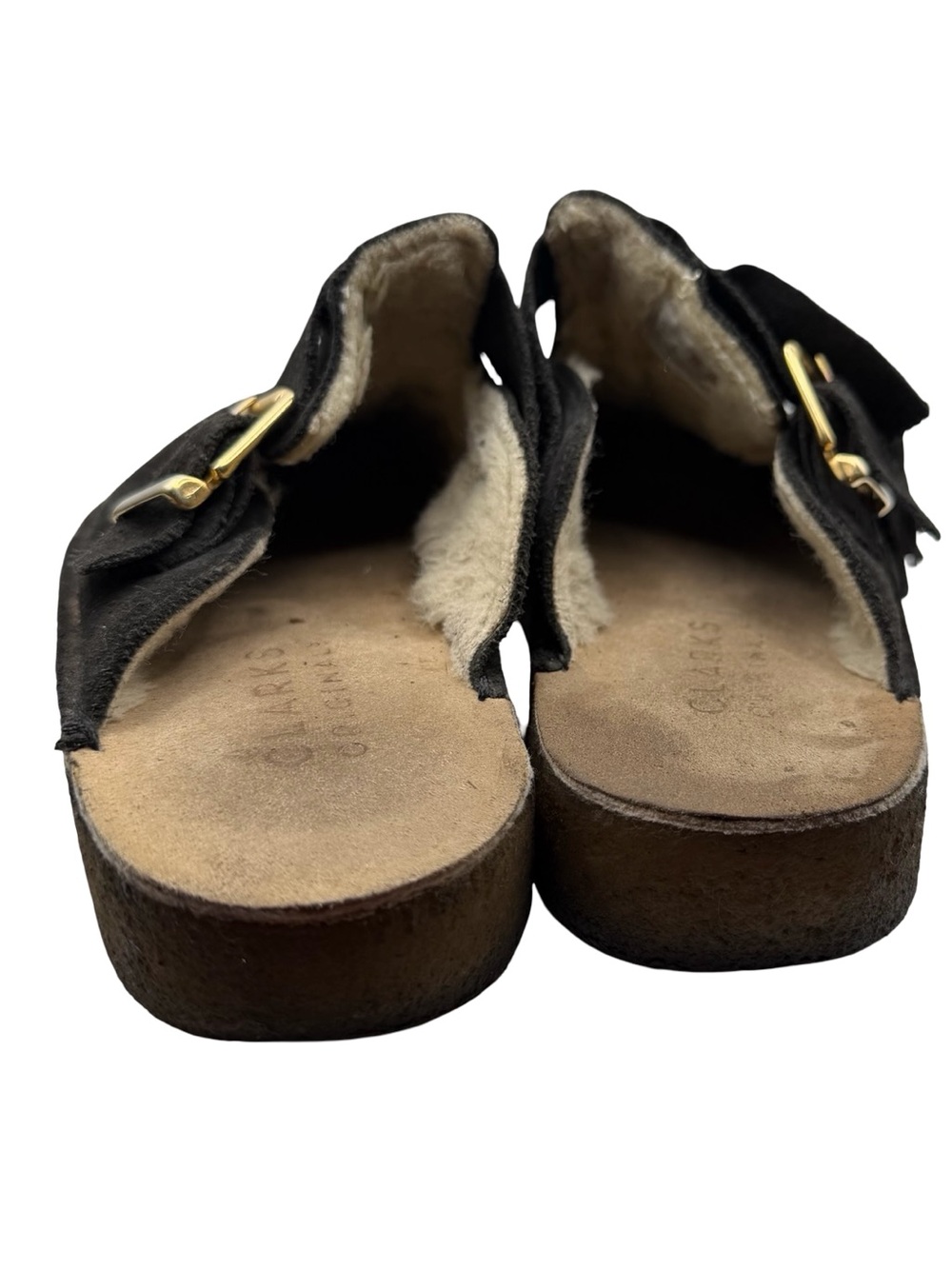 Clark’s Original | Women’s  Black Suede Slide Mules with Tassel and Buckle | 7 - Picture 7 of 9